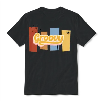 Retro Groovy Unisex T-Shirt - Black