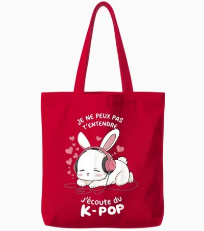 K-Pop T-Shirt | T-Shirts for Girls & Women Gifts K-Pop T-Shirt, Black, S Tote Bags - Red