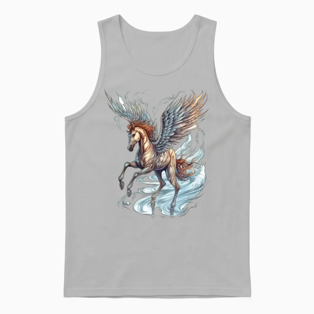 Pegasus Winged Horse Horses Mythology Fantasy Art Unisex Tank Top in Ash