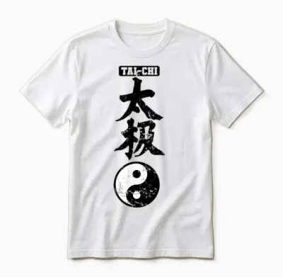 Tai Chi Chinesische Schriftzeichen Yin Yang Unisex T-Shirt - White