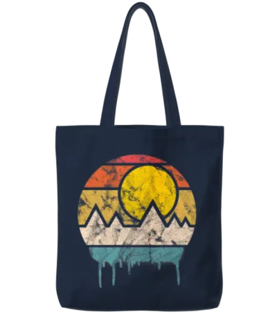 Sunset Retro Tote Bags - Navy
