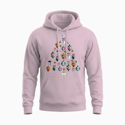 Star Wars Christmas Tree Ornaments Holiday Unisex Hoodie - Light Pink