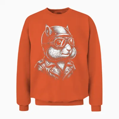Animal Retro Biker écureuil Moto Rider Unisex Sweatshirt - Orange