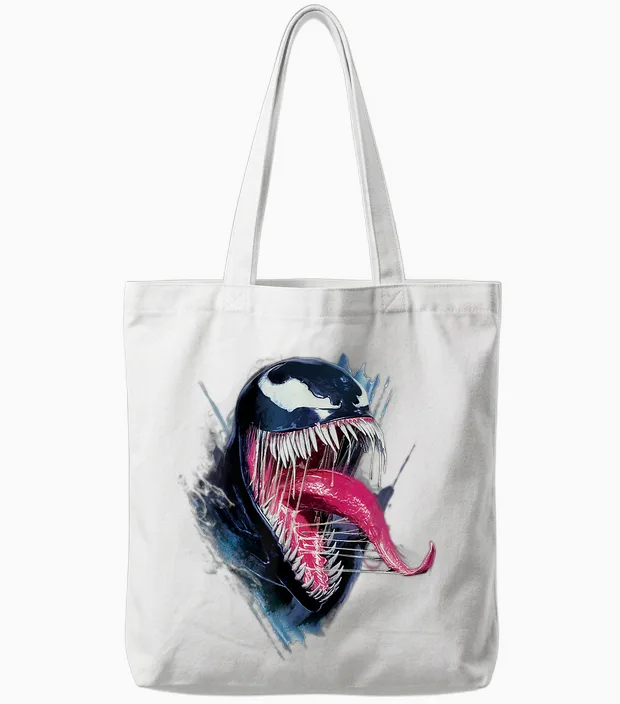 Marvel Spider-Man 2 Gamerverse Venom Erupts T-Shirt, Black Tote Bags in White