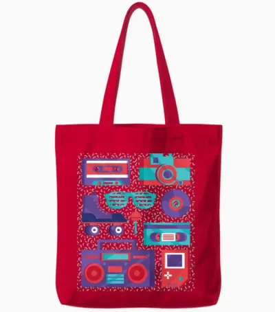 Retro Vibes Tote Bags - Red