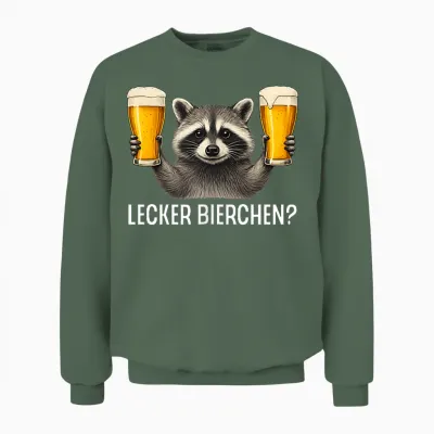 Funny Raccoon T-Shirt with German Text Unisex Sweatshirt - Military Green