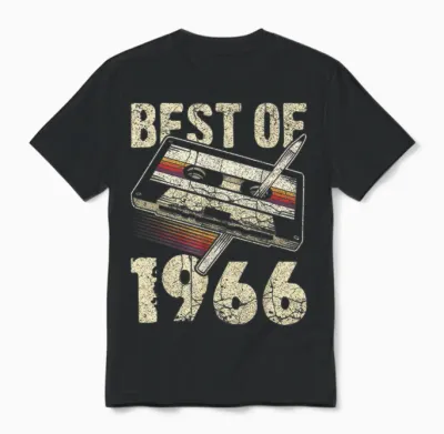 Best of 1966, Audio Kassette, 60. Geburtstag, 60 Jahre Alt Unisex T-Shirt - Black