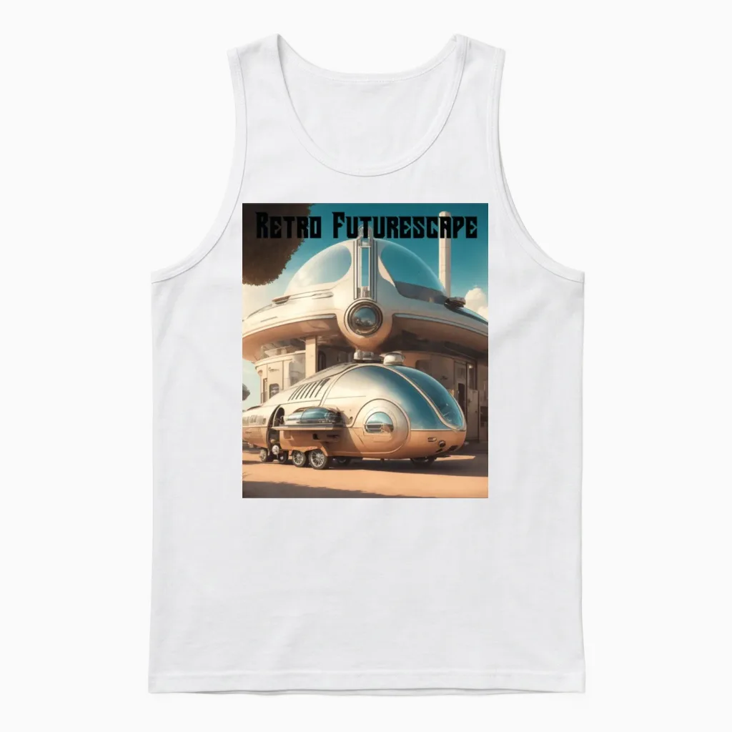 Retro Futurescape Unisex Tank Top - White