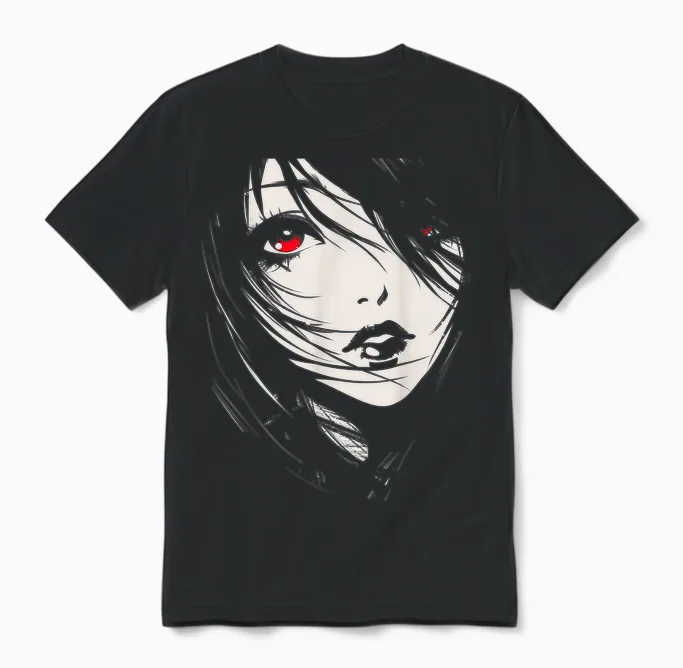 Anime Manga Graphic Illustration Anime T-Shirt, Black, S Unisex T-Shirt in Black