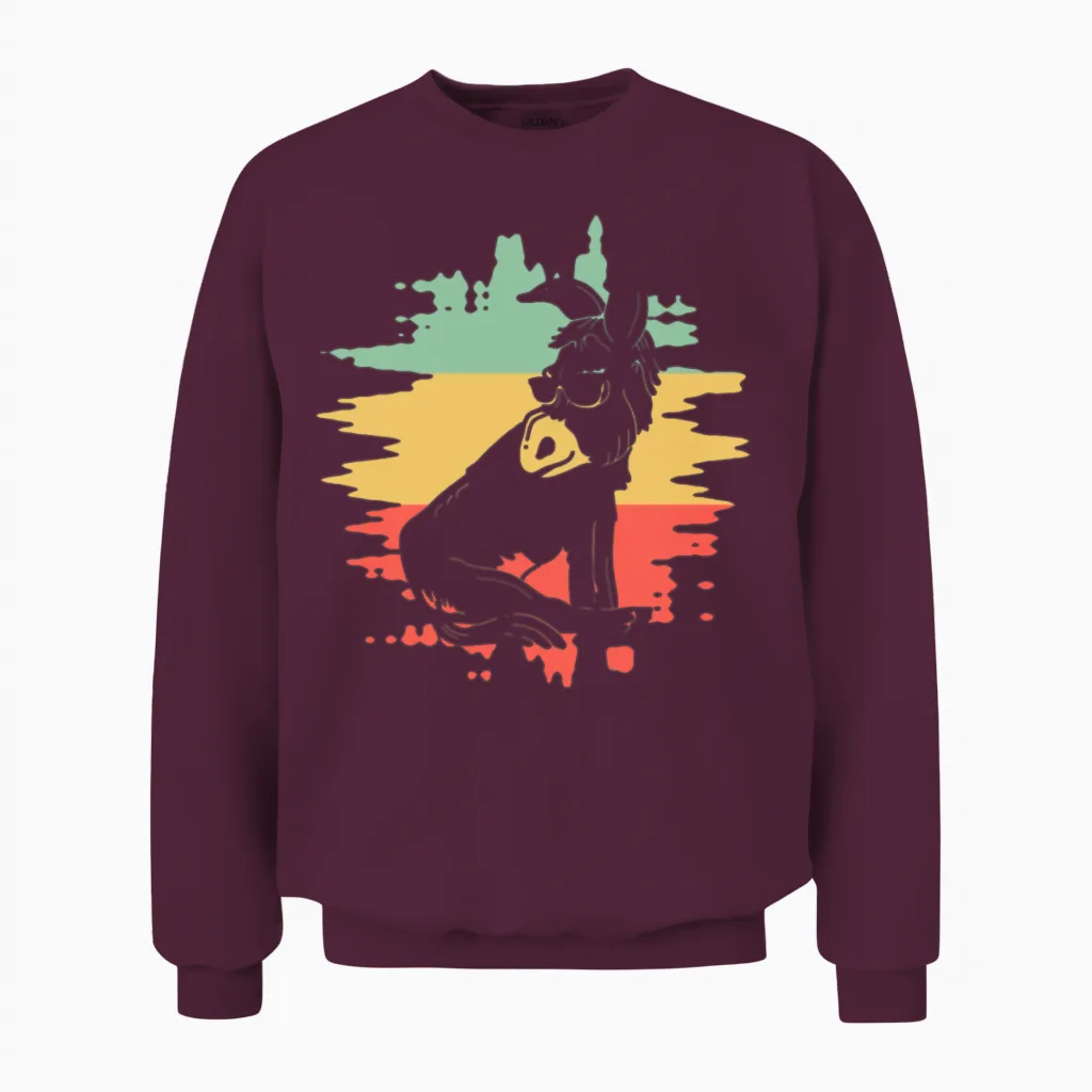 Cool Retro Donkey Unisex Sweatshirt in Maroon