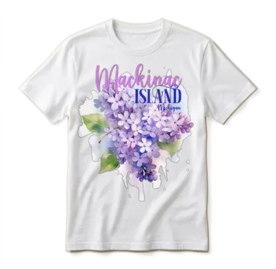 Mackinac Island Michigan Lilacs Lilac Festival Sta Unisex T-Shirt - White