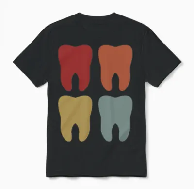 Teeth Retro Dental Unisex T-Shirt - Black