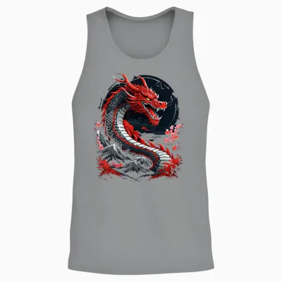 ästhetischer Japanischer Drache, Asiatischer Japanischer Anime, Japanischer Stil Unisex Tank Top - Sport Grey