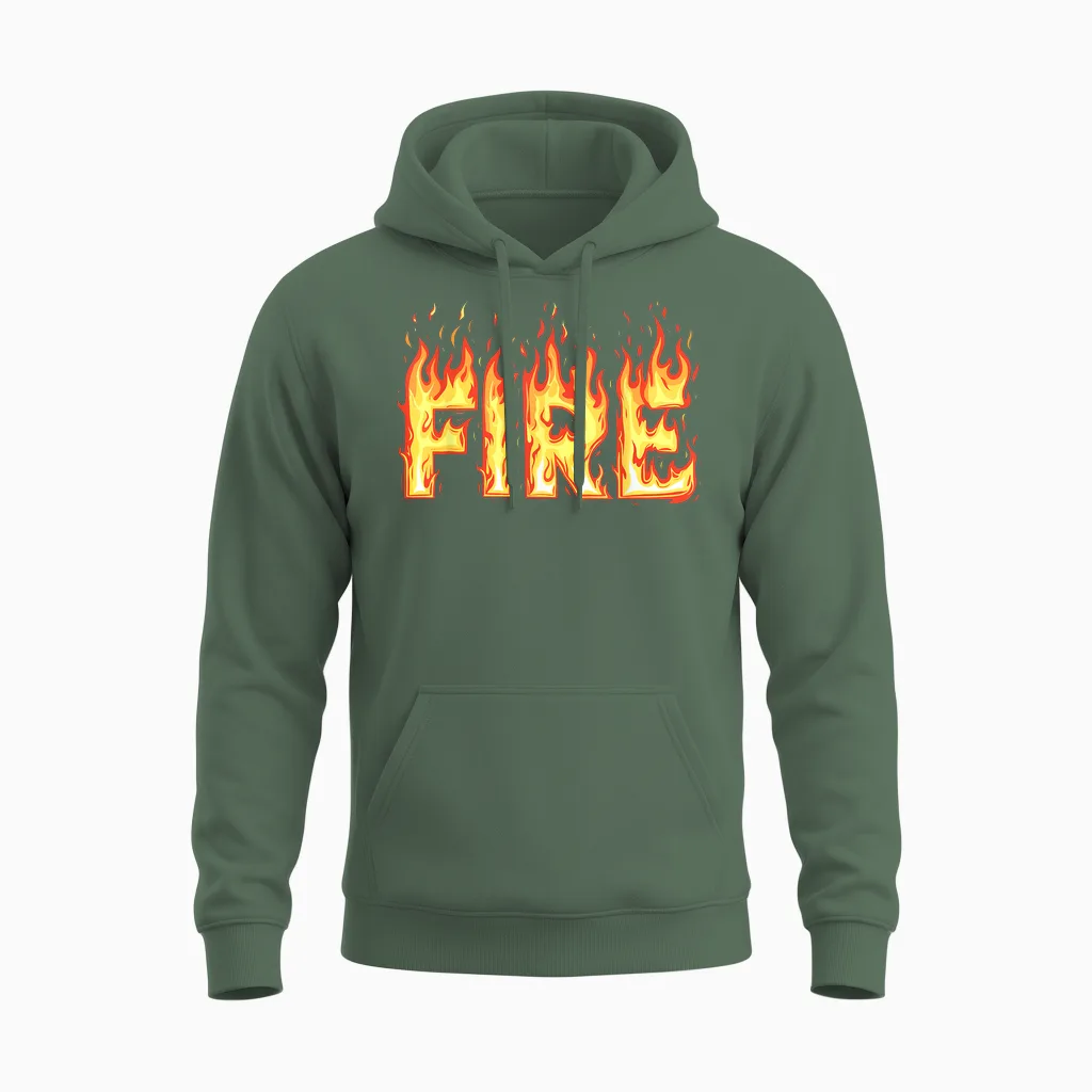 Fire Flame Shirt Adult Kids Men Women Fire and Ice Costume Unisex Hoodie in Military Green