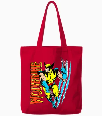 Marvel X-Men Wolverine Vintage Claw Slice Graphic Tote Bags - Red