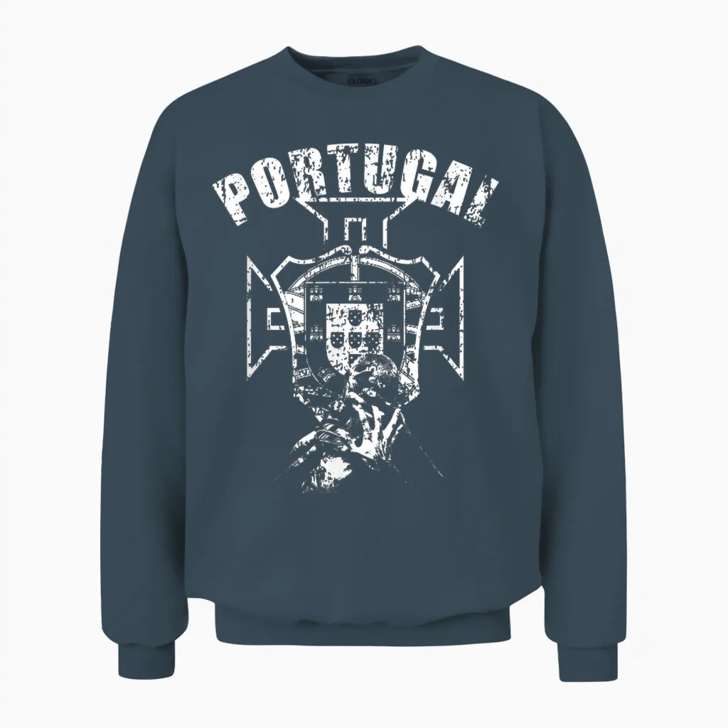 Portugal Por Soccer Fan T-Shirt, Black Unisex Sweatshirt in Dark Heather