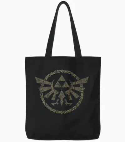 The Legend of Zelda Tears of the Kingdom Hyrule Badge Tote Bags - Black