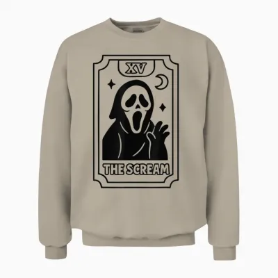 The Scream Tarot Card Xv Unisex Sweatshirt - Sand