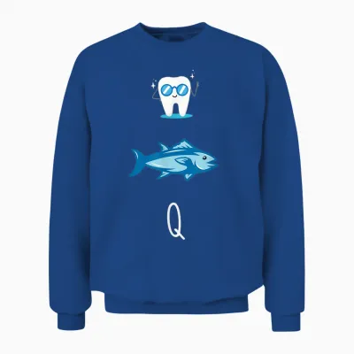 Fisherman Funny Rebus Teeth Tuna Gift Funny Man Fish T-Shirt, Black, S Unisex Sweatshirt - Royal