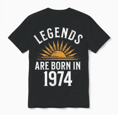 Legends Are Born in 1974 – Gift Idea Unisex T-Shirt - Black