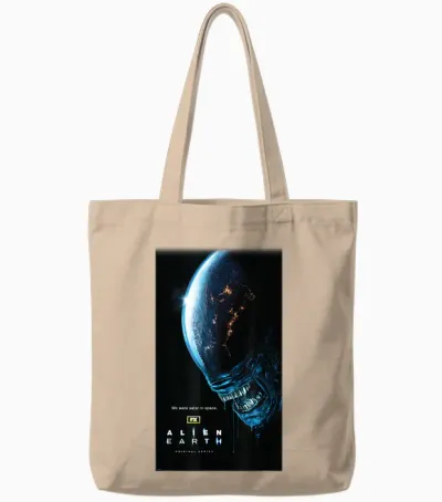 Alien: Earth Fx Series Xenomorph & Logo Official Poster Art Tote Bags - Natural