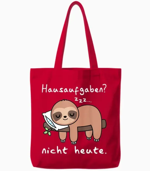 Sloth T-Shirt Boy Girl Sloth Sleep Shirt School Child T-Shirt, Black Tote Bags in Red