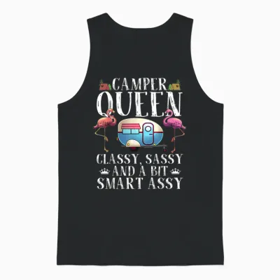 Funny Camper Queen Sassy Gift for Women Rv Camping Lovers Unisex Tank Top - Black