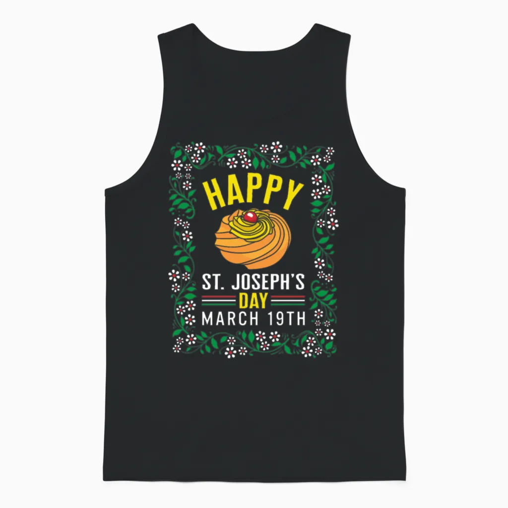 Saint Joseph's Day Shirt, Happy St Joseph's Day Unisex Tank Top in Black