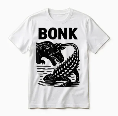 Funny Bonk Dinosaur Prehistoric Humour Ankylosaurus Dino Unisex T-Shirt - White