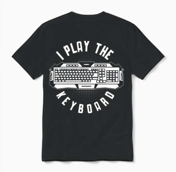 Keyboard Humorous Computer Science Gaming Unisex T-Shirt in Black