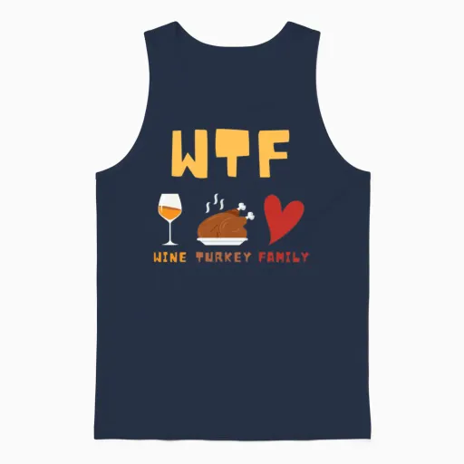 Funny Wtf Meaning Win Turkey Family Funny Unisex Tank Top in Navy