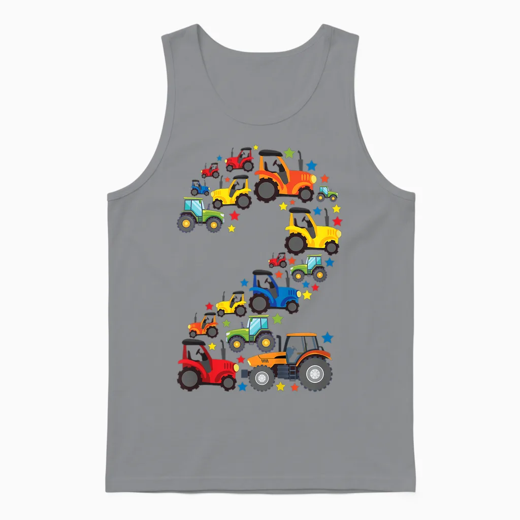 Landwirt Traktor 2. Geburtstag 2 Jahre Jungs Unisex Tank Top in Sport Grey