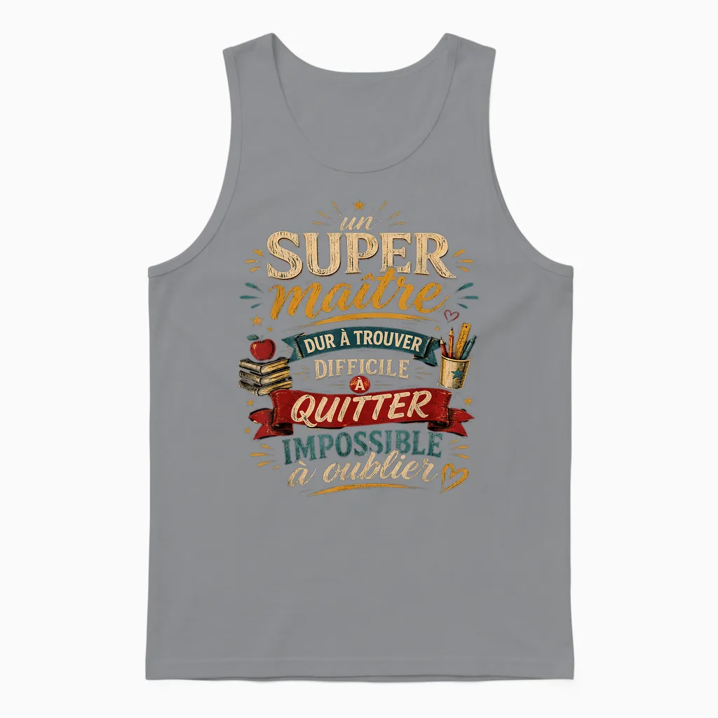 Gift a Super School Teacher End of Year Humor Original Unisex Tank Top in Sport Grey