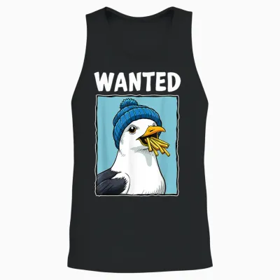 Wanted Fries Seagull Unisex Tank Top - Black