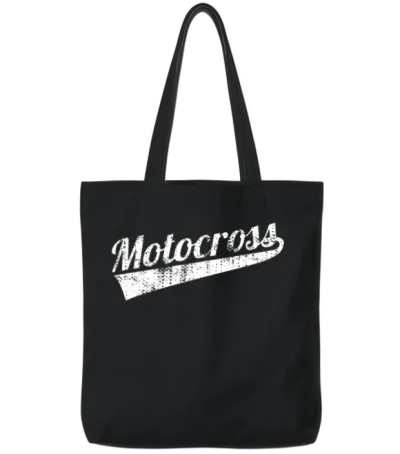 Retro Motocross Tote Bags - Black