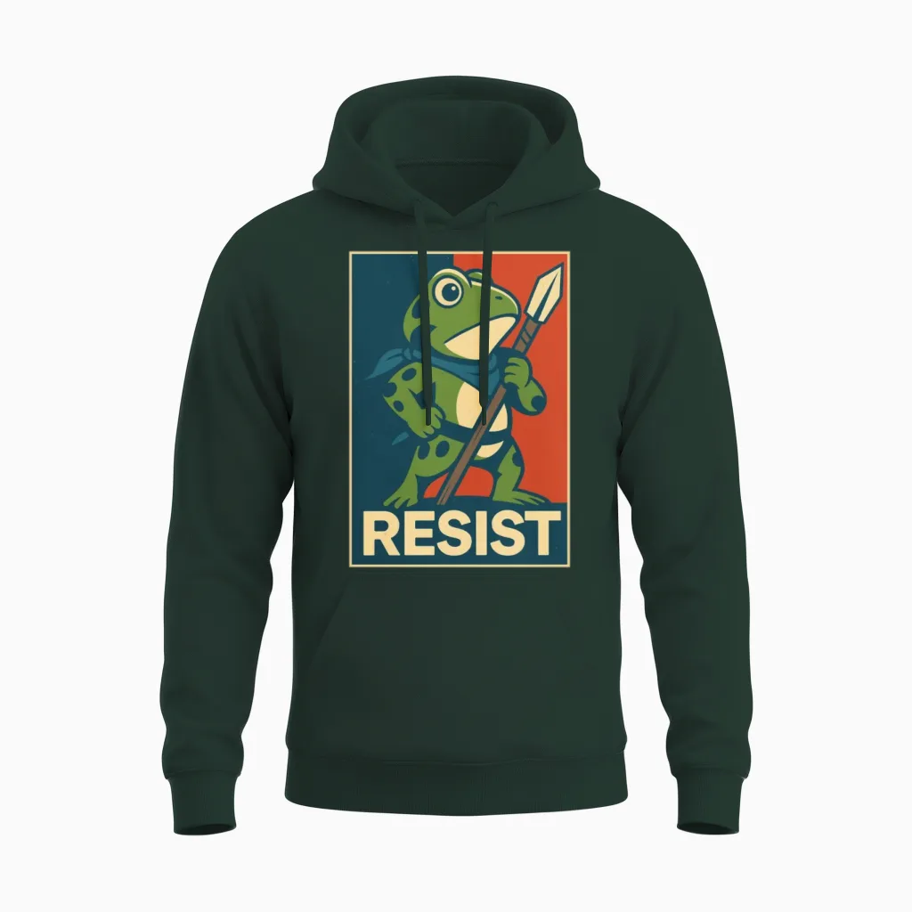 Frogs Resist β Portland Frog Protest Unisex Hoodie in Forest