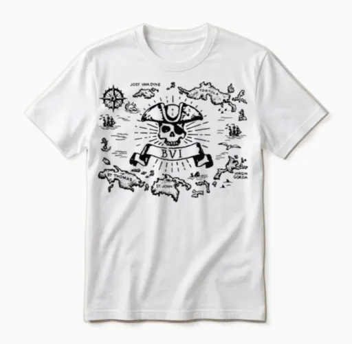 Bvi Sailing British Virgin Islands Map Unisex T-Shirt in White