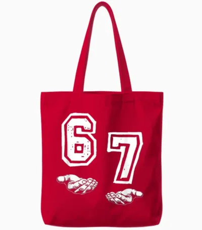 Six Seven 67 Meme Funny Gen Alpha Brain Red Tote Bags - Red