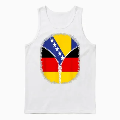 Bosnien Herzegowina Deutschland Flagge Bosnisch Deutsch Reißverschluss Unisex Tank Top - White
