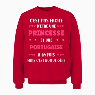 Origin Super Portuguese Humor Girl Princess Portuguese T-Shirt, Black, Female X-Small Unisex Sweatshirt - Red