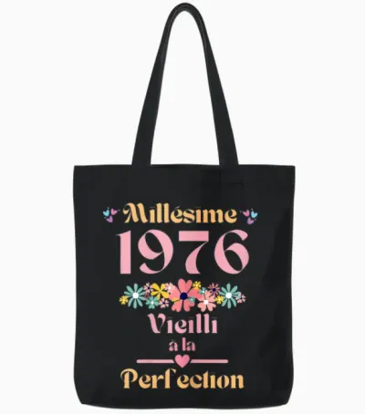48 Ans Femme 1976 Idée Cadeau Anniversaire Drôle Humour Mama T-Shirt, Black, Female X-Small Tote Bags - Black