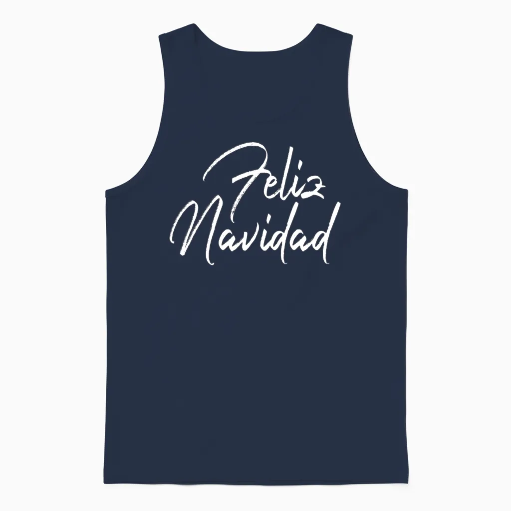 Feliz Navidad Retro 70s Unisex Tank Top - Navy