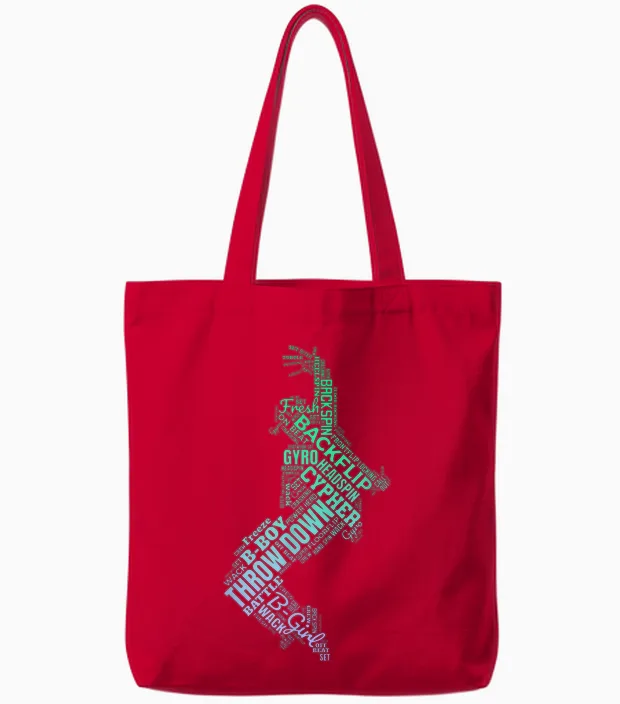 Children's Breakdance T-Shirt Breakdancer B-Boy B-Girl Breakdance T-Shirt, Black Tote Bags in Red