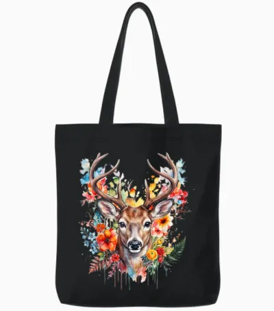 Trachtenshirt Damen Trachten T-Shirt Damen Outfit Hirsch Tote Bags - Black