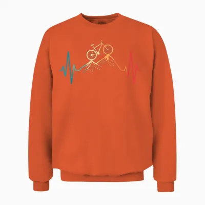 Herzschlag Fahrrad Radfahrer Mountainbike Radsport Herren Unisex Sweatshirt - Orange