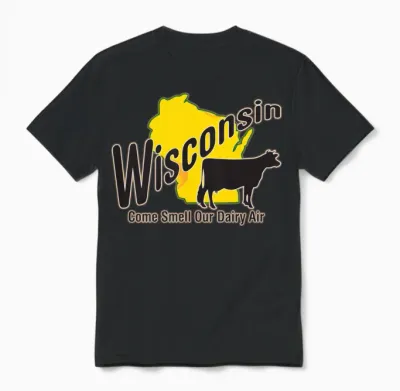 Funny Wisconsin Dairy Air Humor Parody Clothing Unisex T-Shirt - Black