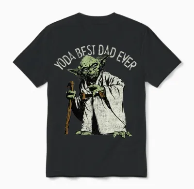 Star Wars Yoda the Best Dad Portrait Long Sleeve T-Shirt, Black, S Unisex T-Shirt - Black