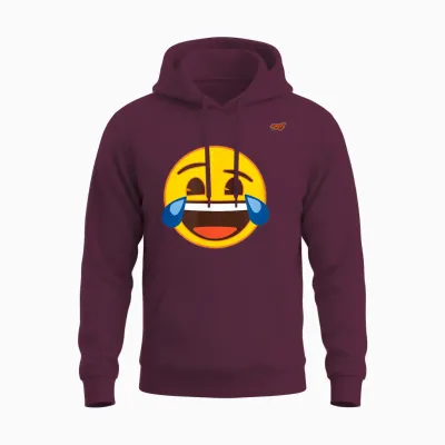 Emoticon Laughing Laughing Yellow Smile Face Cat Icon T-Shirt, Black, S Unisex Hoodie - Maroon