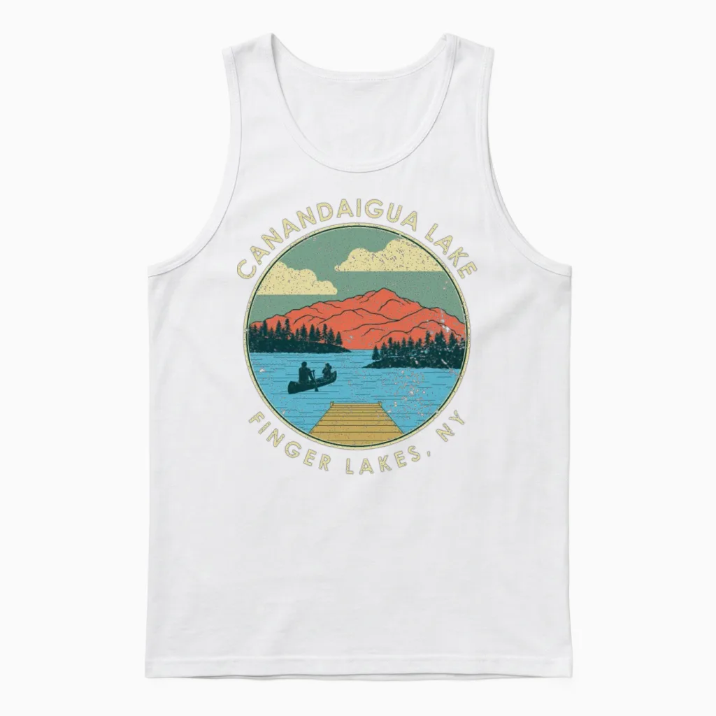 Finger Lakes Ny New York Canandaigua Lake Print Unisex Tank Top in White