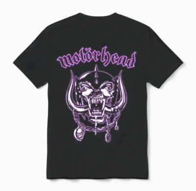 Motörhead Neon Purple Warpig Logo Unisex T-Shirt - Black
